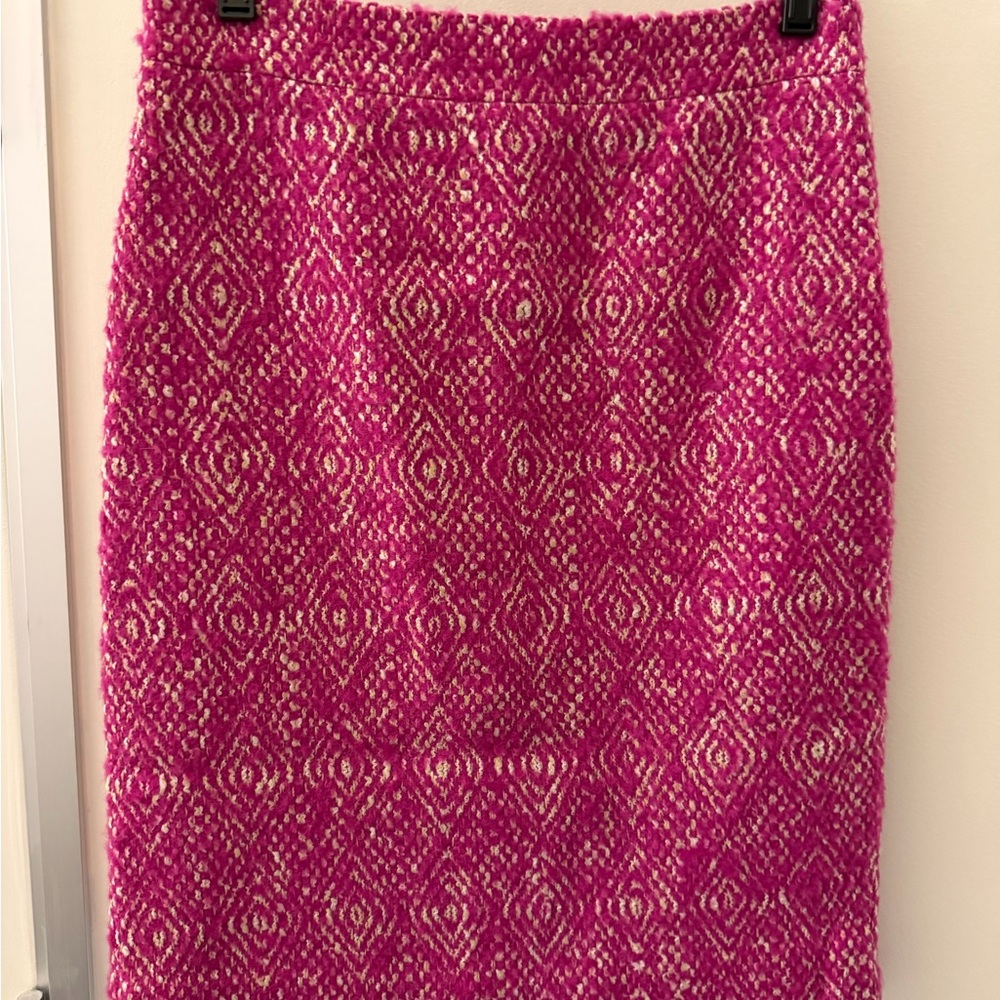 J. Crew Pink and White Patterned Pencil Skirt